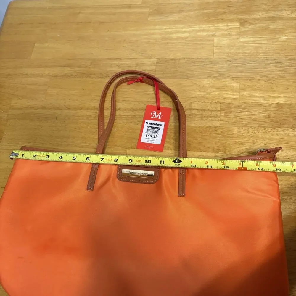 Montana West Purse Carry Tote Handbag Zip Orange‎ F5